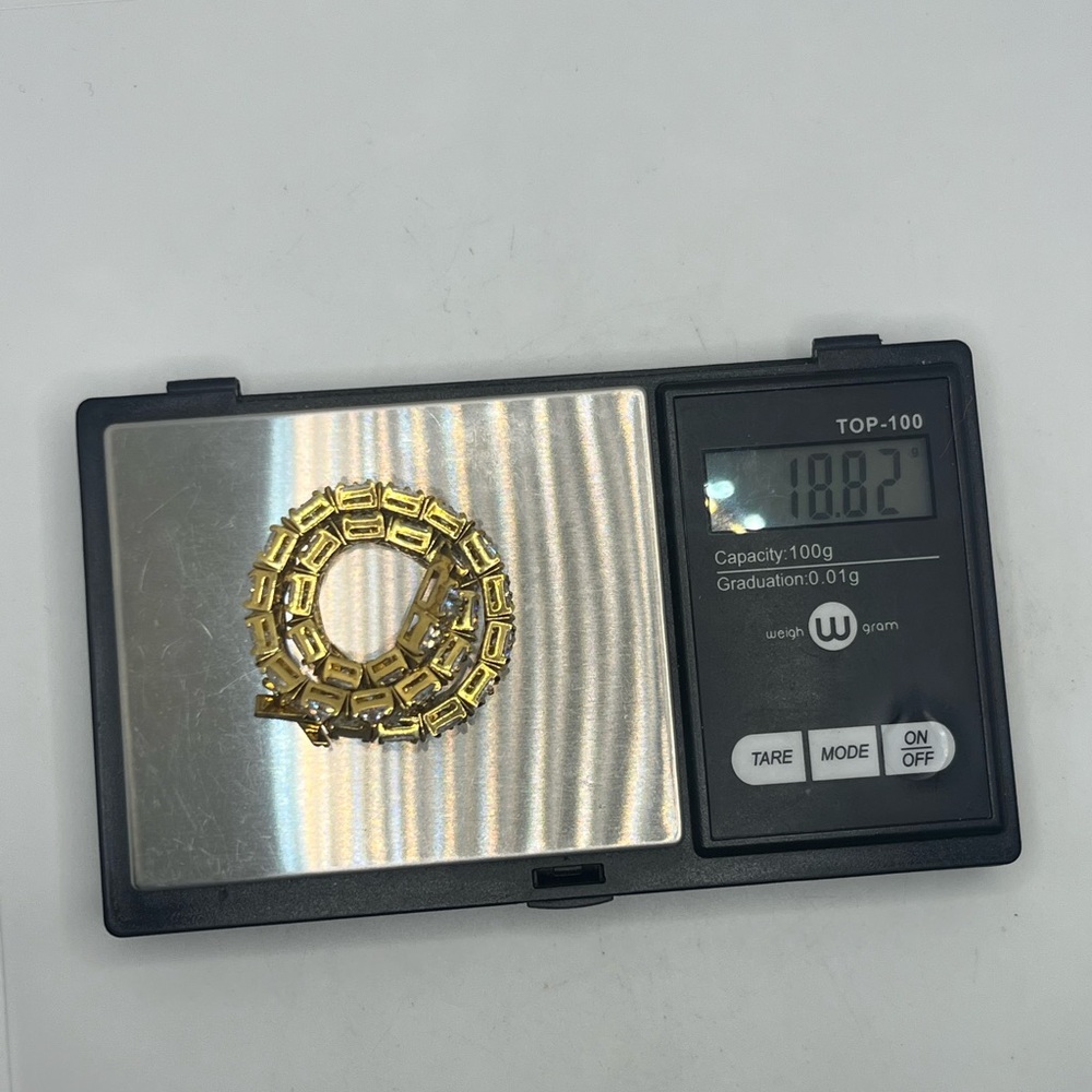 Trillion Cut gold over sterling silver CZ tennis bracelet Ross & Simons - Picture 16 of 16